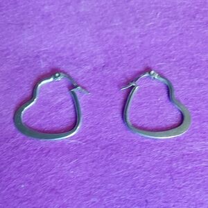 Silver Heart Hoop Earrings